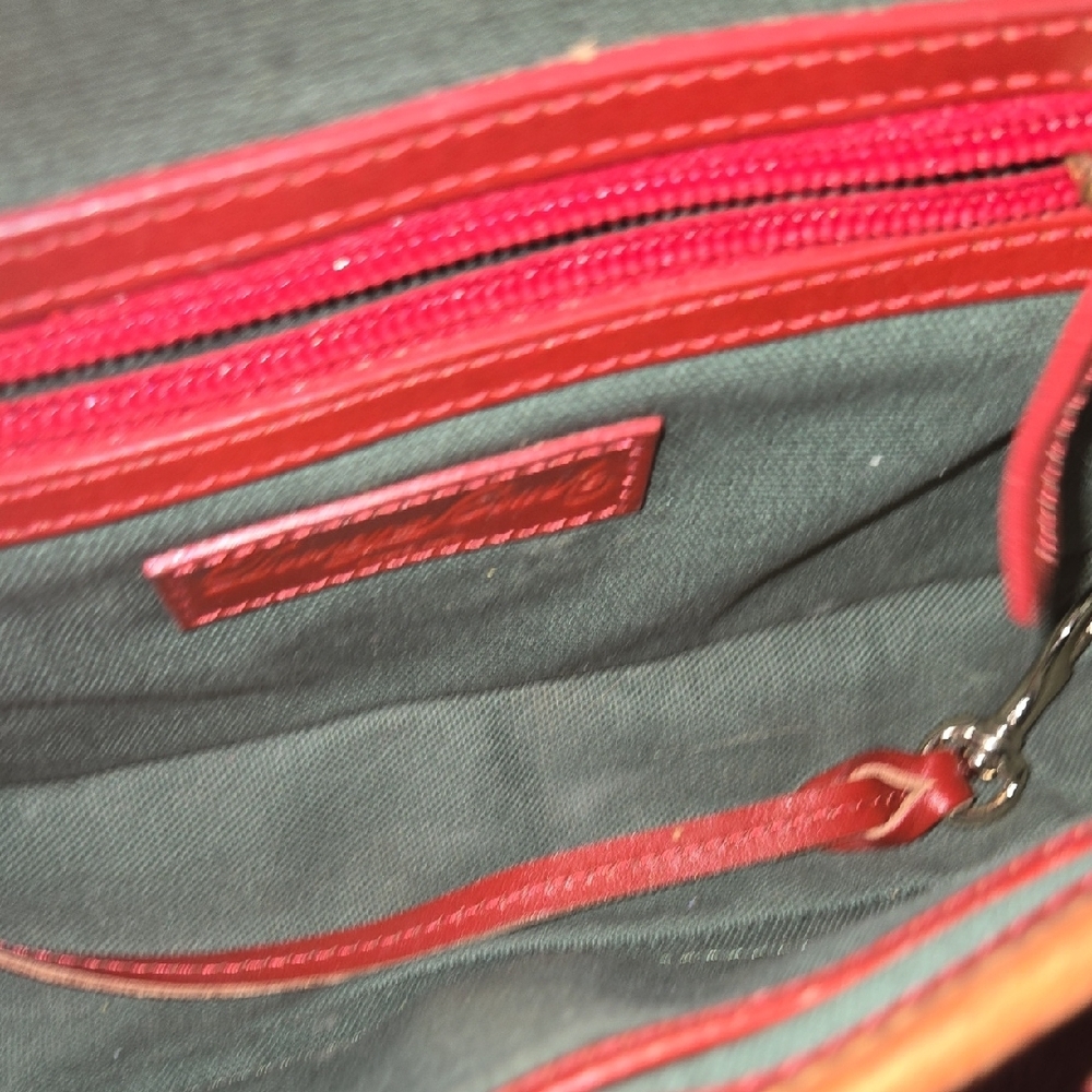 Dooney & Bourke Green Plaid Crossbody with Brown Leather Trim - Picture 5 of 9